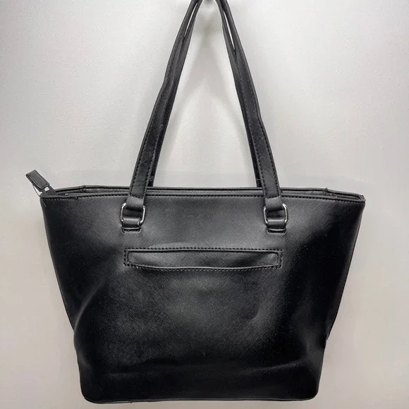 Y2K-era Guess Black Embossed Logo Tote Handbag Shoulder Bag - Picture 3 of 12